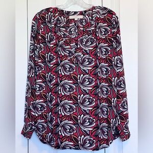 Loft bold floral long sleeve blouse